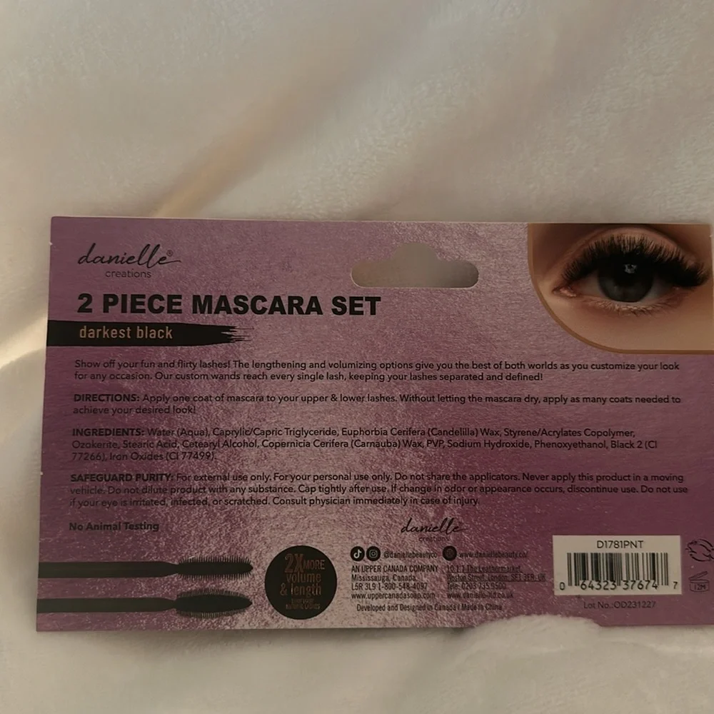 NWT DANIELLE CREATIONS 2 Piece Mascara Set in Darkest Black.